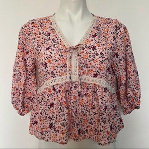 Cottage Core Boho Floral Crop Top